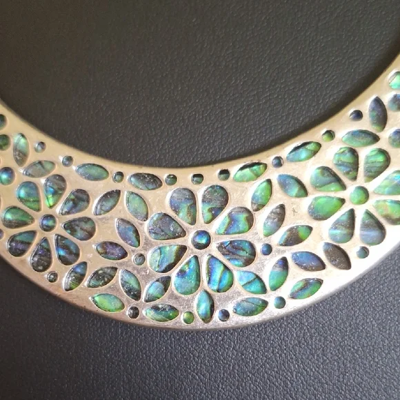 Nine West Silver and Blue Floral Necklace - Picture 2 of 5